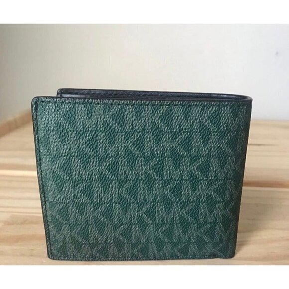 Michael Kors Cooper Mens Wallet Billfold Signature - Green Multi - Picture 2 of 4